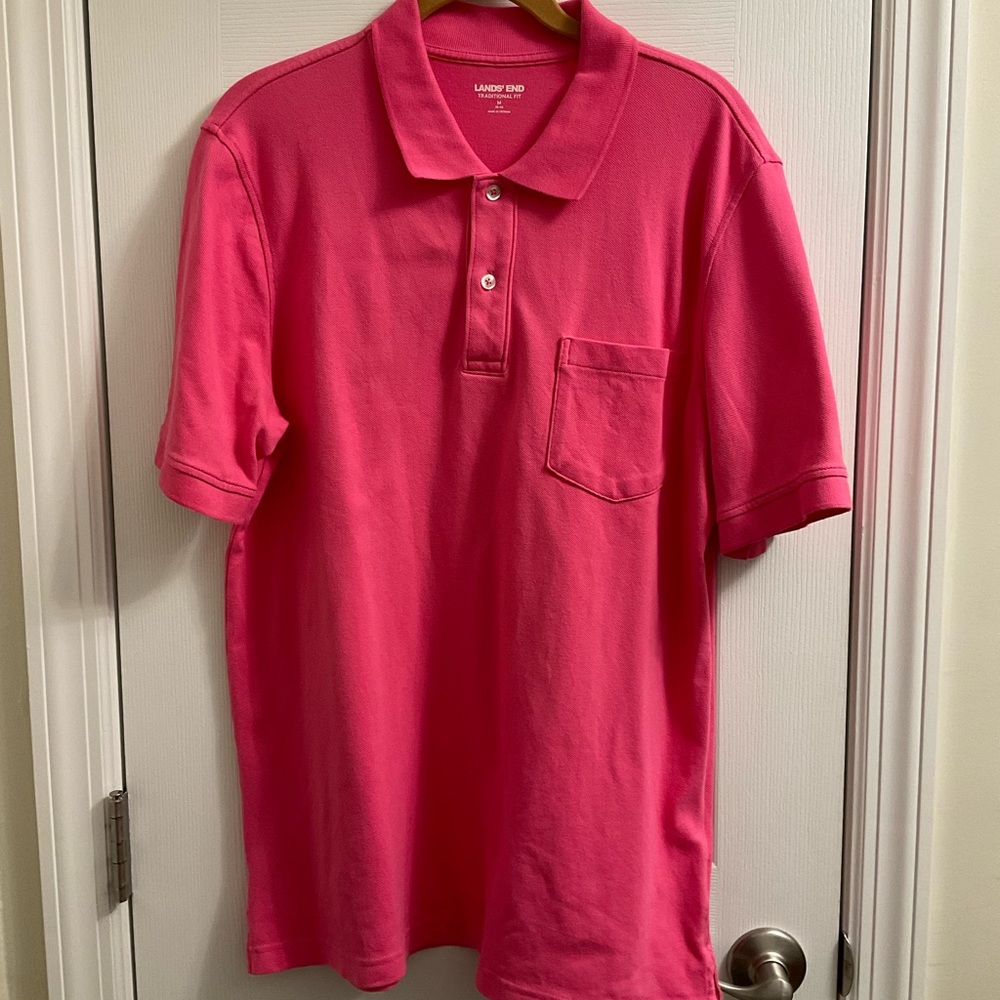 Lands End mens pink collar shirt